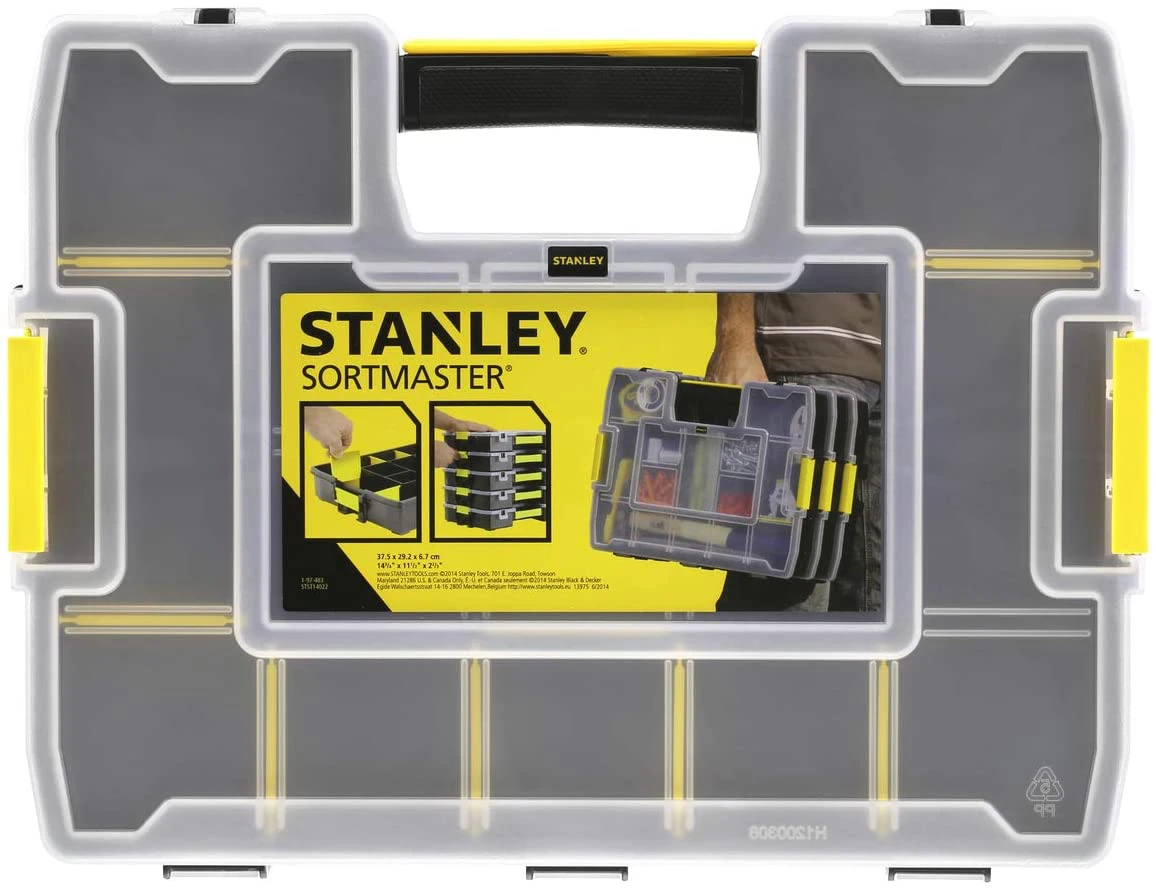 Stanley 1-97-483 Sort Master Stackable Screws & Small Parts Storage Organiser Case Toolbox 3 Stanley 1-97-483 Sort Master Stackable Screws & Small Parts Storage Organiser Case Toolbox