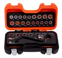 Bahco 1320SRM/S29 S Type Ratcheting Ring Spanner &amp; Torx / Hex Adaptor Set