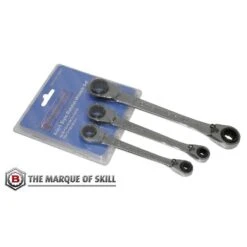Britool RQSET3 3 Piece 4-in-1 Metric Ratcheting Ring Spanner Set 8-19mm