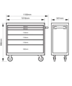 Bahco 1475KXL6RED C75 40″ 6 Drawer Mobile Roller Cabinet Red -Stahlwille Shop 1475kxl6 dims