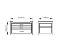 Bahco 1482K4BLACK E82 4 Drawer Top Chest Tool Box For E72 Roll Cabs - Black -Stahlwille Shop 1482K4 DIMS