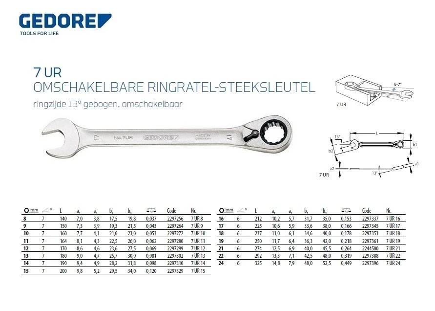 Gedore 7 UR Metric Reversible Ratcheting Combination Spanner Wrench 11mm 5 Gedore 7 UR Metric Reversible Ratcheting Combination Spanner Wrench 11mm - Image 3