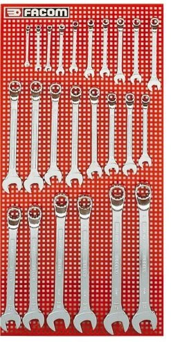 Facom 41.P24M 24 Pce. Offset Combination Spanner Set 6-32mm On A Wall Panel