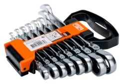 Bahco 41RM/SH8 8 Piece Locking Flexi Head Ratchet Combination Spanner Set 8-19mm