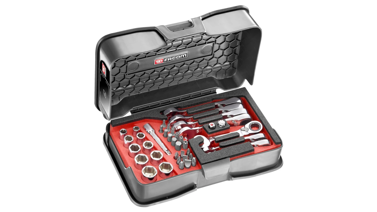 Facom 467BS.BOX Ultra Compact Ratchet Spanner, Socket And Bit Set 3 Facom 467BS.BOX Ultra Compact Ratchet Spanner, Socket And Bit Set