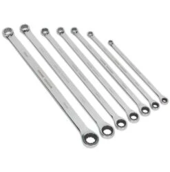 Sealey AK6319 7 Piece Extra Long Double Ring Ratchet / Fixed Spanner Set 8-19mm