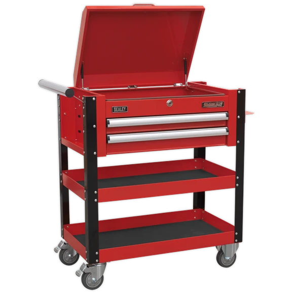 Sealey AP760M Heavy-Duty Mobile Tool & Parts Trolley 2 Drawers & Lockable Top - Red 3 Sealey AP760M Heavy-Duty Mobile Tool & Parts Trolley 2 Drawers & Lockable Top - Red