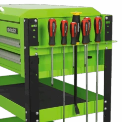 Sealey AP760MHV Heavy-Duty Mobile Tool &amp; Parts Trolley 2 Drawers &amp; Lockable Top - Green -Stahlwille Shop AP760MHV SCREWDRIVER RACK DFC33199
