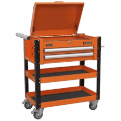 Sealey AP760MO Heavy-Duty Mobile Tool And Parts Trolley 2 Drawers And Lockable Top - Orange -Stahlwille Shop AP760MO
