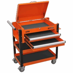 Sealey AP760MO Heavy-Duty Mobile Tool And Parts Trolley 2 Drawers And Lockable Top - Orange