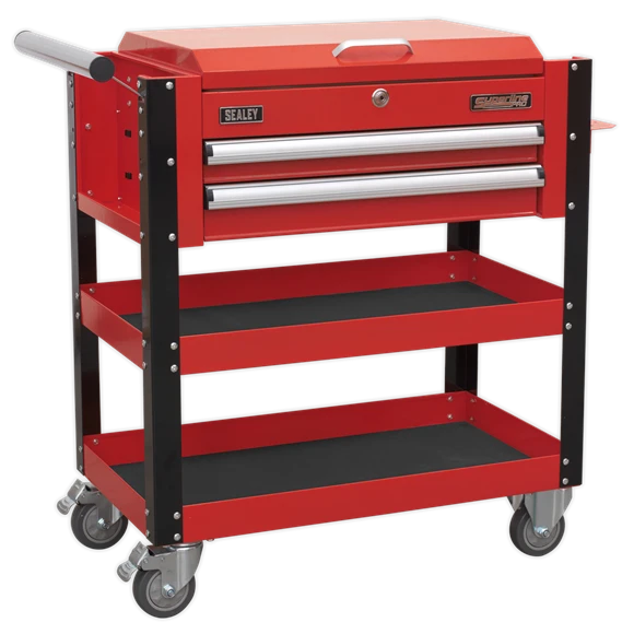 Sealey AP760M Heavy-Duty Mobile Tool & Parts Trolley 2 Drawers & Lockable Top - Red 5 Sealey AP760M Heavy-Duty Mobile Tool & Parts Trolley 2 Drawers & Lockable Top - Red - Image 3