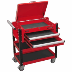 Sealey AP760M Heavy-Duty Mobile Tool & Parts Trolley 2 Drawers & Lockable Top - Red 13 Sealey AP760M Heavy-Duty Mobile Tool & Parts Trolley 2 Drawers & Lockable Top - Red -Stahlwille Shop AP760M DRAWERS OPEN PIC3 DFC33272
