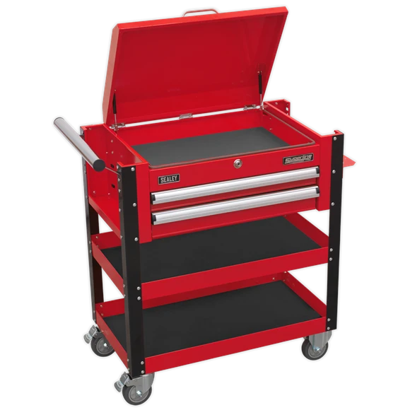 Sealey AP760M Heavy-Duty Mobile Tool & Parts Trolley 2 Drawers & Lockable Top - Red 7 Sealey AP760M Heavy-Duty Mobile Tool & Parts Trolley 2 Drawers & Lockable Top - Red - Image 5