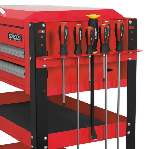 Sealey AP760M Heavy-Duty Mobile Tool & Parts Trolley 2 Drawers & Lockable Top - Red 4 Sealey AP760M Heavy-Duty Mobile Tool & Parts Trolley 2 Drawers & Lockable Top - Red - Image 2