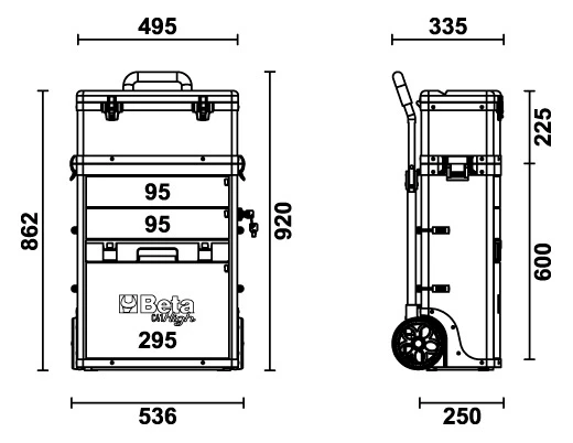 Beta C41H Two - Module Tool Trolley Cabinet - Grey 4 Beta C41H Two - Module Tool Trolley Cabinet - Grey - Image 2
