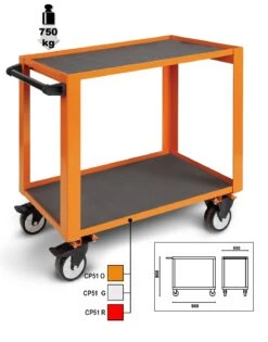 Beta CP51 2-Level Mobile Workshop Tool Trolley Orange