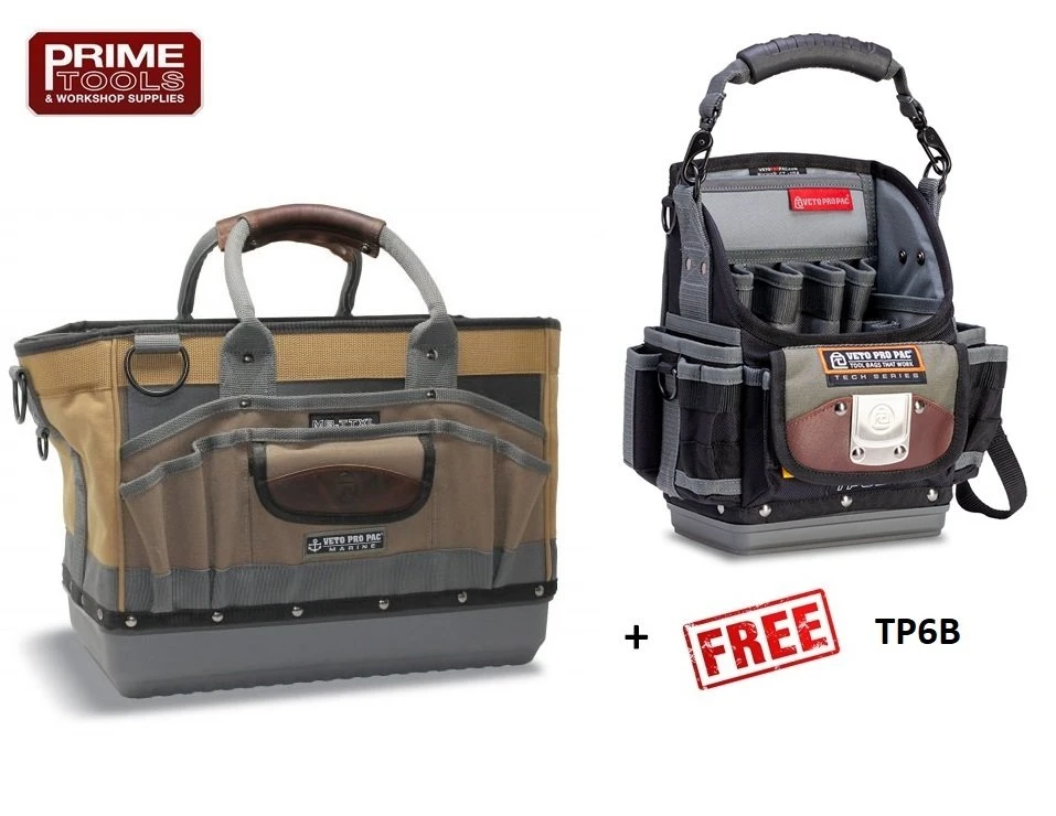 Veto Pro Pac MB-TTXL Tool Tote Bag Rubber Base +TP6B FREE 3 Veto Pro Pac MB-TTXL Tool Tote Bag Rubber Base +TP6B FREE