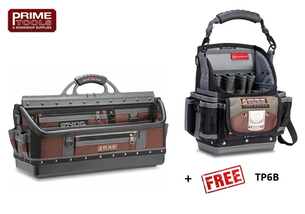 Veto Pro Pac OT-XXL Extra Large Open Top Contractors Tool Bag + TP6B FREE 3 Veto Pro Pac OT-XXL Extra Large Open Top Contractors Tool Bag + TP6B FREE
