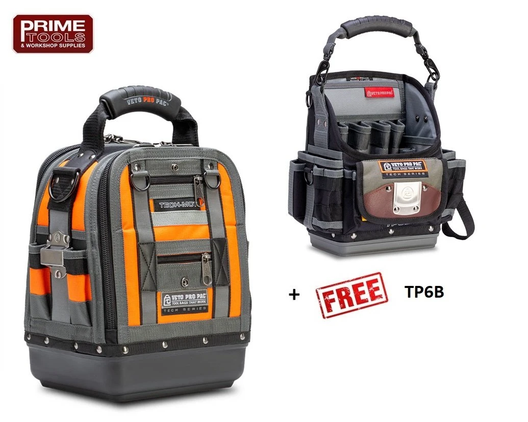 Veto Pro Pac TECH MCT HiViz Orange Tool Bag + TP6B FREE 3 Veto Pro Pac TECH MCT HiViz Orange Tool Bag + TP6B FREE