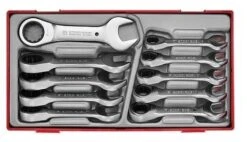 Teng TT6010MRS 10 Piece Metric Stubby Ratcheting Combination Spanner Set In Tool Box Module Tray