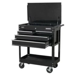Sealey AP850MB Heavy Duty Mobile Tool &amp; Parts Trolley With 4 Drawers &amp; Lockable Top - Black -Stahlwille Shop ap850mb2