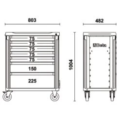 Beta C37/7 7 Drawer Mobile Roller Cabinet - Orange -Stahlwille Shop c377